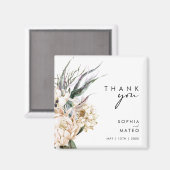 White Floral | Weddenschap Favor Magnet (Voorkant / Achterkant)