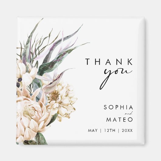 White Floral | Weddenschap Favor Magnet (Voorkant)