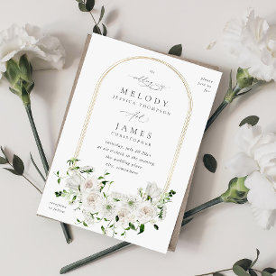 White Floral Wedding 2 Kaart