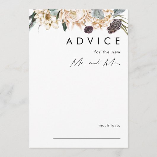 White Floral Wedding Advice Kaart (Voorkant)