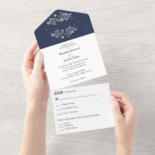 White Floral Wedding All In One Uitnodiging (Afscheurbaar)