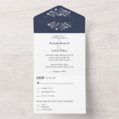 White Floral Wedding All In One Uitnodiging (Binnen)