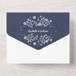 White Floral Wedding All In One Uitnodiging