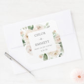 White Floral Wedding Cake Box Favor Sticker (Envelop)