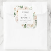 White Floral Wedding Cake Box Favor Sticker (Tas)