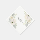White  Floral Wedding Cocktail Paper Napkin Servet (Hoek)