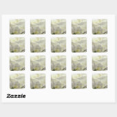 White Floral Wedding Envelope Sjabloon zeehonden Vierkante Sticker (Vel)
