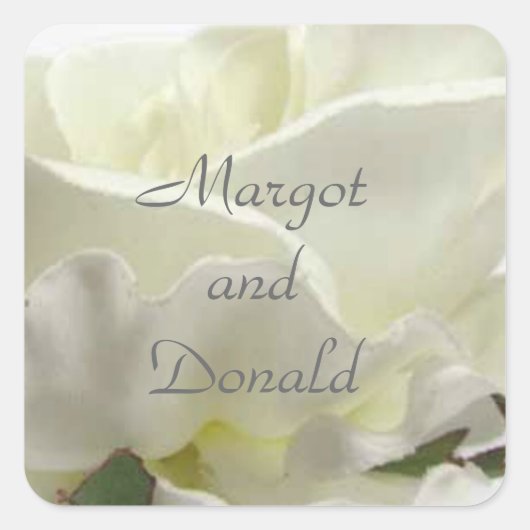 White Floral Wedding Envelope Sjabloon zeehonden Vierkante Sticker (Voorkant)