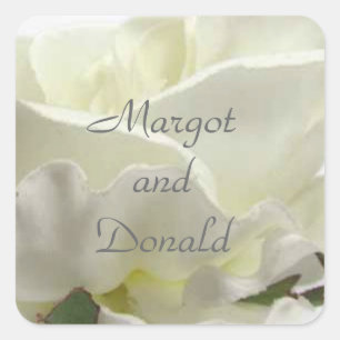 White Floral Wedding Envelope Sjabloon zeehonden Vierkante Sticker