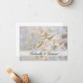 White Floral Wedding Flat Stationery Note Kaart Notitiekaartje (Voorkant / Achterkant in situ)