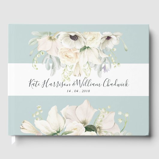 White  Floral Wedding Guestbook Gastenboek (Voorkant)