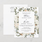White Floral Wedding Invitation (Voorkant / Achterkant)