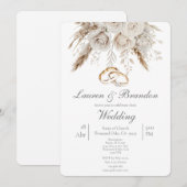 White floral Wedding invitation Kaart (Voorkant / Achterkant)