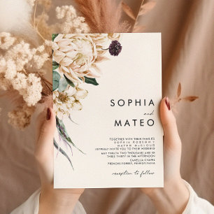 White Floral Wedding Invitation Kaart