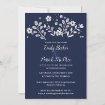 White Floral Wedding Invitation