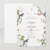 White Floral Wedding Invitation - Save the Date Kaart (Voorkant / Achterkant)