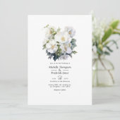 White Floral Wedding Kaart (Staand voorkant)