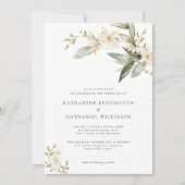 White Floral Wedding Kaart (Voorkant)