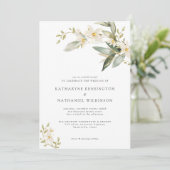 White Floral Wedding Kaart (Staand voorkant)