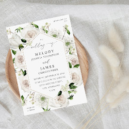 White Floral Wedding Kaart