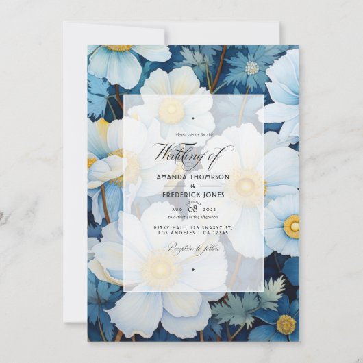 White Floral Wedding Kaart (Voorkant)