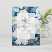 White Floral Wedding Kaart (Staand voorkant)