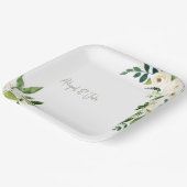 White Floral Wedding Papieren Bordje (Gebogen)