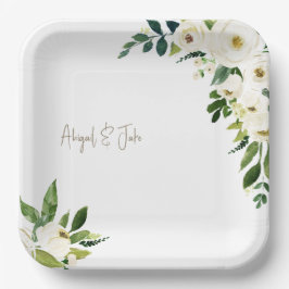 White Floral Wedding Papieren Bordje