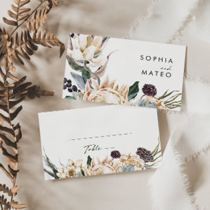 White Floral Wedding Place Card Plaatskaartje
