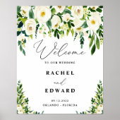 White Floral Wedding Poster (Voorkant)