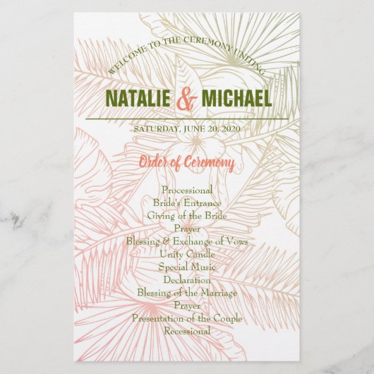 White Floral Wedding Programme (Voorkant)