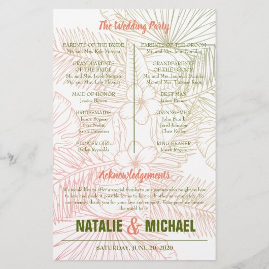 White Floral Wedding Programme (Achterkant)