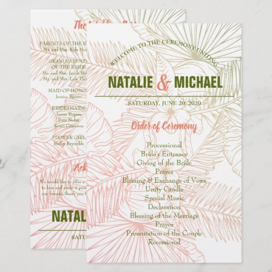 White Floral Wedding Programme (Voorkant / Achterkant)