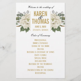 White Floral Wedding Programme
