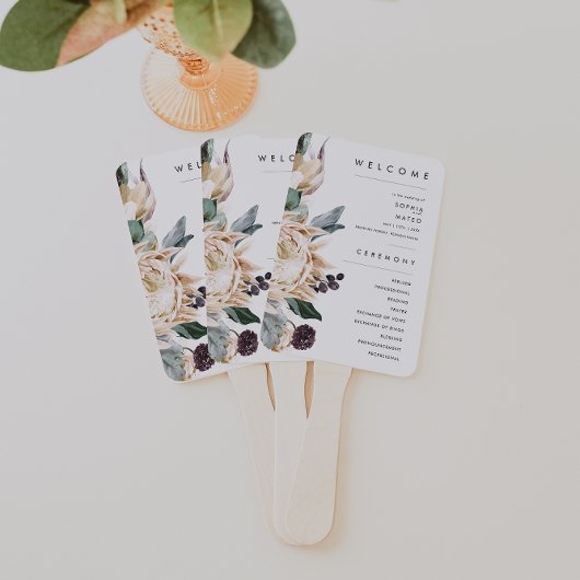 White Floral Wedding Programme Handwaaier