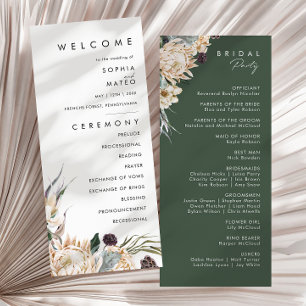 White Floral Wedding Programme Programmakaart