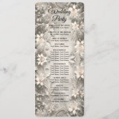 White Floral Wedding Programme Programmakaart (Achterkant)