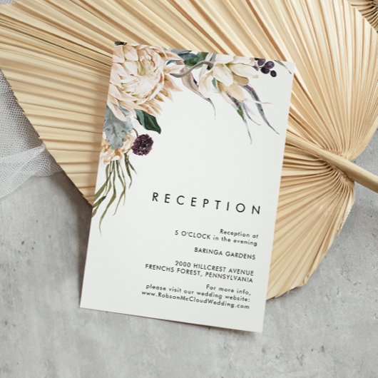 White Floral Wedding Reception Card Informatiekaartje