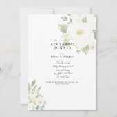 White Floral Wedding Rehearsal Dinner Kaart (Voorkant)