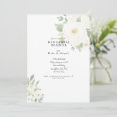 White Floral Wedding Rehearsal Dinner Kaart (Staand voorkant)
