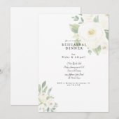 White Floral Wedding Rehearsal Dinner Kaart (Voorkant / Achterkant)