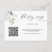 White Floral Wedding Rsvp Online met QR-code scann Informatiekaartje (Voorkant)