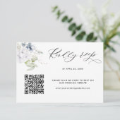 White Floral Wedding Rsvp Online met QR-code scann Informatiekaartje (Staand voorkant)