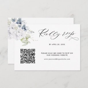 White Floral Wedding Rsvp Online met QR-code scann Informatiekaartje