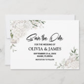 White Floral Wedding Save The Date (Voorkant)