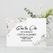 White Floral Wedding Save The Date (Staand voorkant)