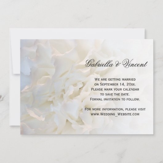 White Floral Wedding Save the Date Kaart (Voorkant)