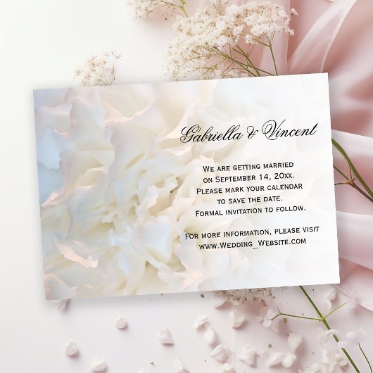 White Floral Wedding Save the Date Kaart
