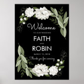 White Floral Wedding Sprigs Welkom Poster (Voorkant)