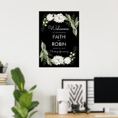 White Floral Wedding Sprigs Welkom Poster (Thuiskantoor)
